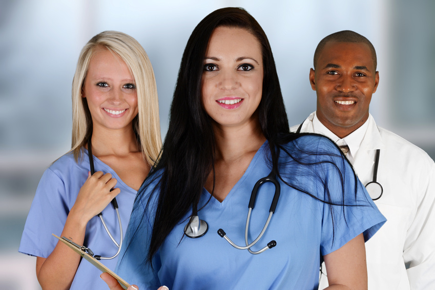 Group of doctors and nurses set in a hospital